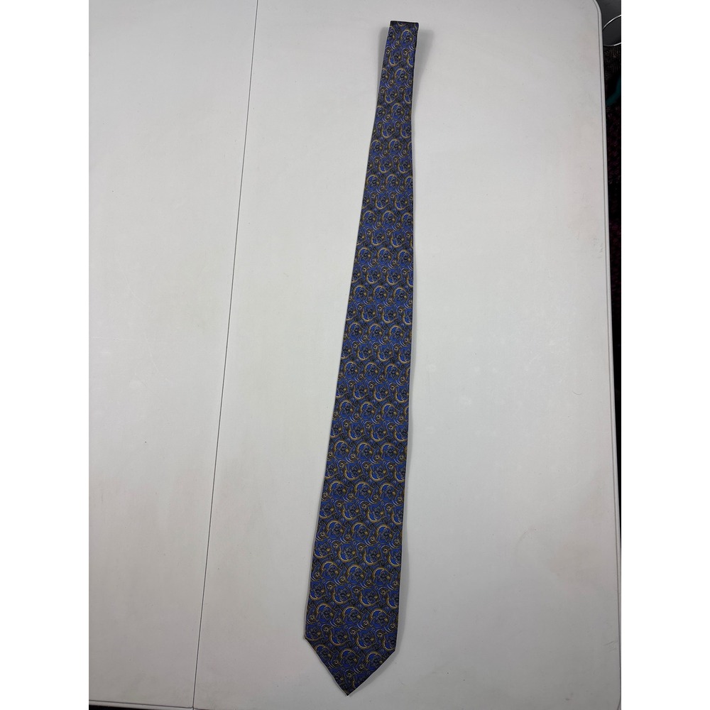 Metropolitan Museum of Art Silk Tie Blue Gold Art‎ Nouveau Scroll Floral